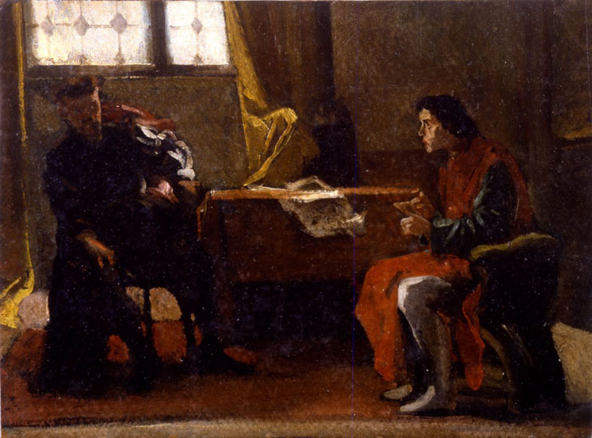 Bozzetto per il quadro "Cesare Borgia e Nicolò Machiavelli"