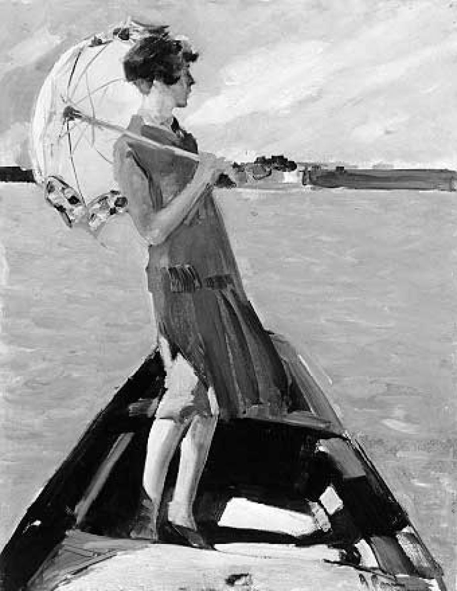 Fanciulla in barca sul mare